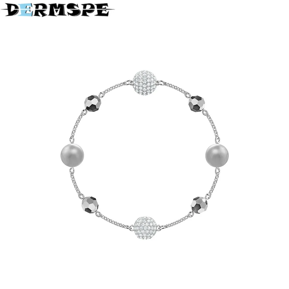 

DERMSPE 2018 New Gray Invisible Pearl Magnetic Buckle Crystal Bracelet 5437865 Fashion Design Birthday Present 5437865