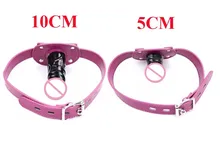 Silicone Short /Long Dildo Gag Head Strapon Mouth Gag Fetish Bdsm Bondage PU Leather Penis Harness Lesbian Erotic Toy For Adults
