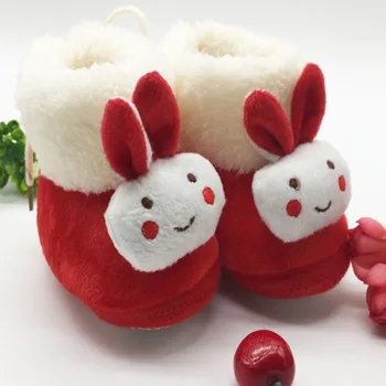 

Baby boys and girls plus velvet cartoon rabbit ears ears toddler slippers cotton warm cotton wool bed first walk shoes xz16