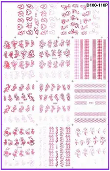 

11 PACKS/ LOT WATER TRANSFER DECAL NAIL ART NAIL STICKER COLORFUL FLOWER VINE GRASS LACE D100-110
