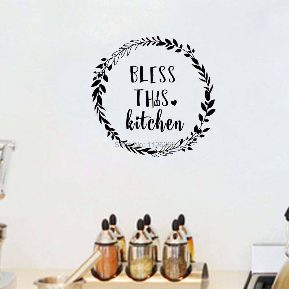 Bless the Kitchen Wall Decal Garland Decoration Vinyl Wall Sticker for