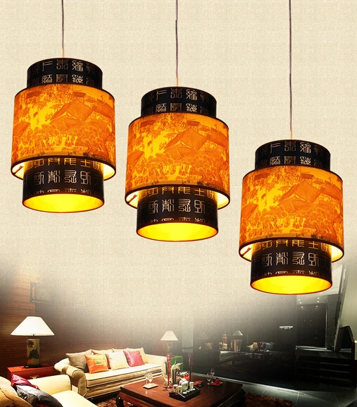 Китайский стиль деревянный подвесной светильник одноголовый Ресторан огни классические искусственные светильники для террасы прихожей
