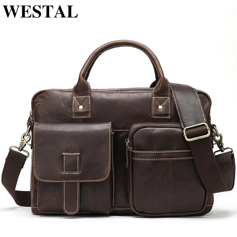 WESTAL 100% натуральная кожа мужские портфель, портфель, сумка для мужчин A4 cartable homme сумка мужской сумка для documment