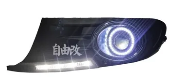 

eOsuns COB Angel eye + LED daytime running light DRL + halo Fog Lamp with Projector Lens for Volkswagen VW golf 6 MK6