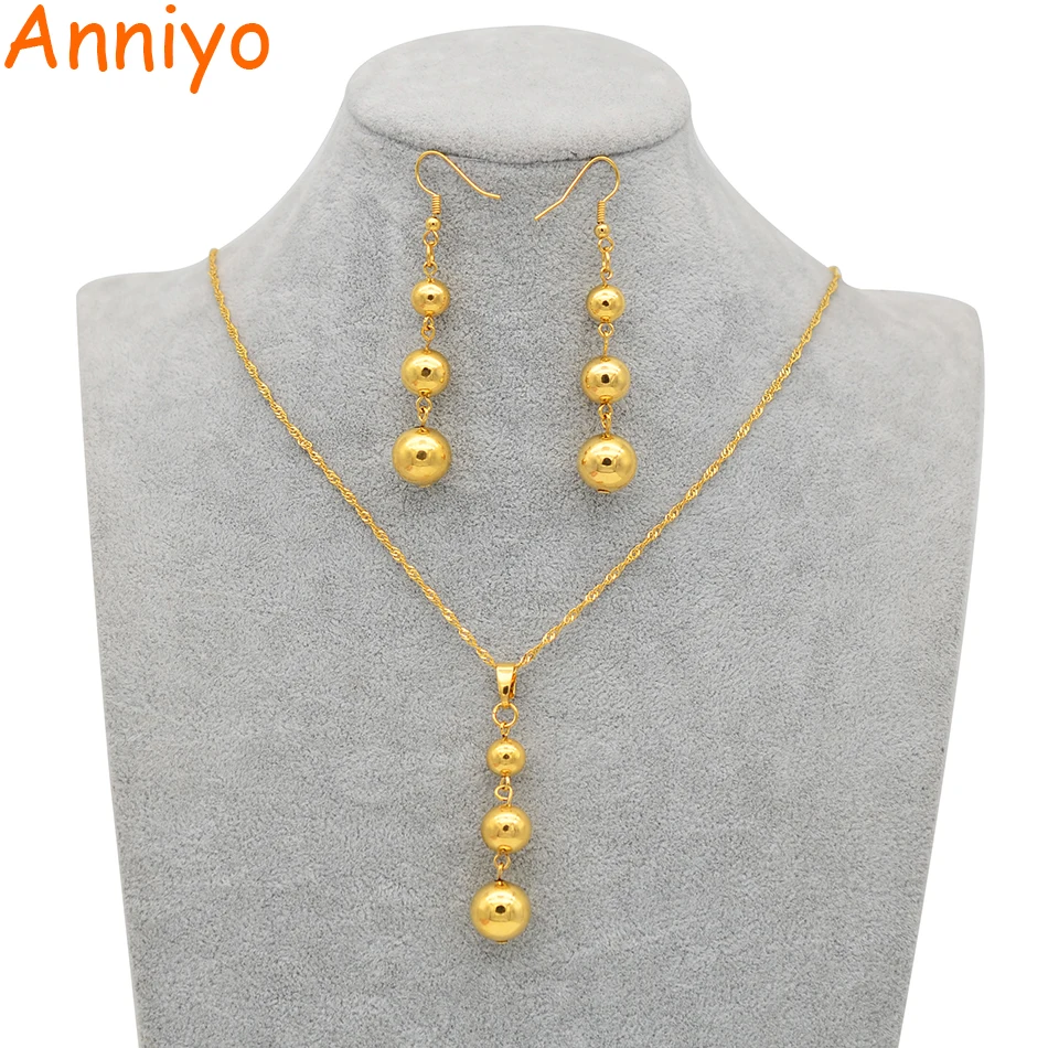 Комплект из колье и серёг с 3 шариками в арабском/африканском стиле|beaded jewelry set|jewelry