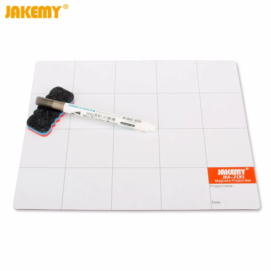 

JAKEMY JM-Z09 Magnetic Project Mat Screw Work Pad with Marker Pen Eraser for Cell Phone Laptop Tablet Repair Tools 25x20cm