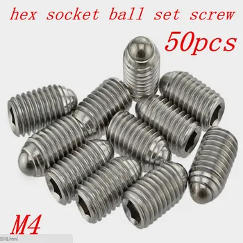 

50pcs/lot M4*6/8/10/12/16 Hex Socket Spring Ball Plunger Set Screw, wave beads positioning marbles tight screws