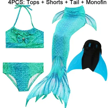 

2020 New Children Swimming Mermaid Tails with Monofin Flipper Girls Ariel Bathing Suit Swimmable Mermaid Tail Costume Child Kids