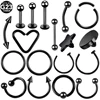 1PC Titanium Black Horseshoe Eyebrow Tongue Labret Rings Hinged Segment Nose Septum Clicker Daith Heart Earrings Tragus Jewelry ► Photo 1/6