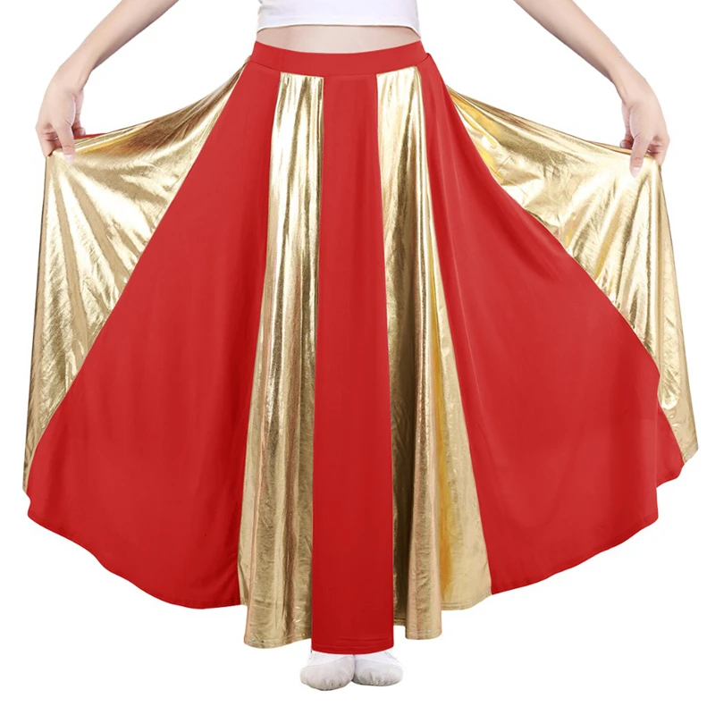 Винтажная Женская взрослая юбка для церковного танца длинная Плиссированная поворотный круг танцевальная юбка костюм для литургического танца
