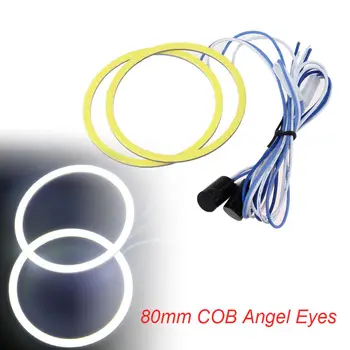 

POSSBAY 1 Pair 60/70/80/90/100/110mm Car 12V LED COB Chip SMD Car Angel Eyes Headlight Bright Halo Ring Light Lamp