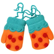 SZYADEOU для маленьких мальчиков и девочек; зимние Утепленные вязаные варежки из хлопчатобумажной смеси; перчатки; 10