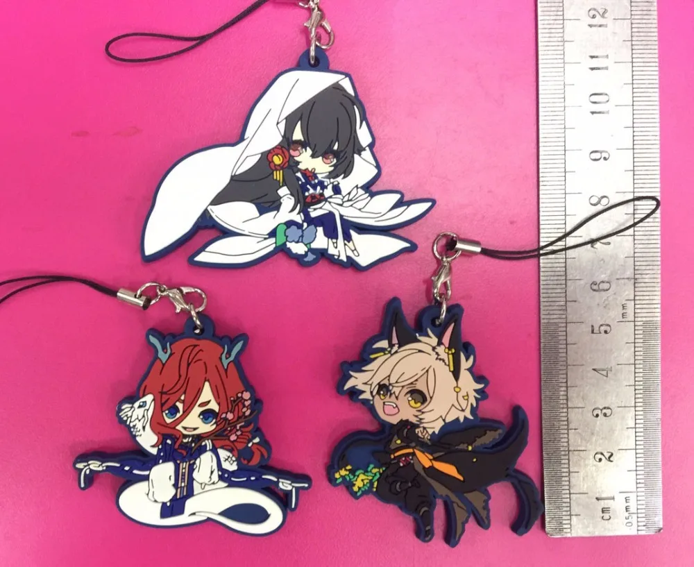

3pcs/lot Original Japanese anime figure rubber mobile phone charms/keychain/strap