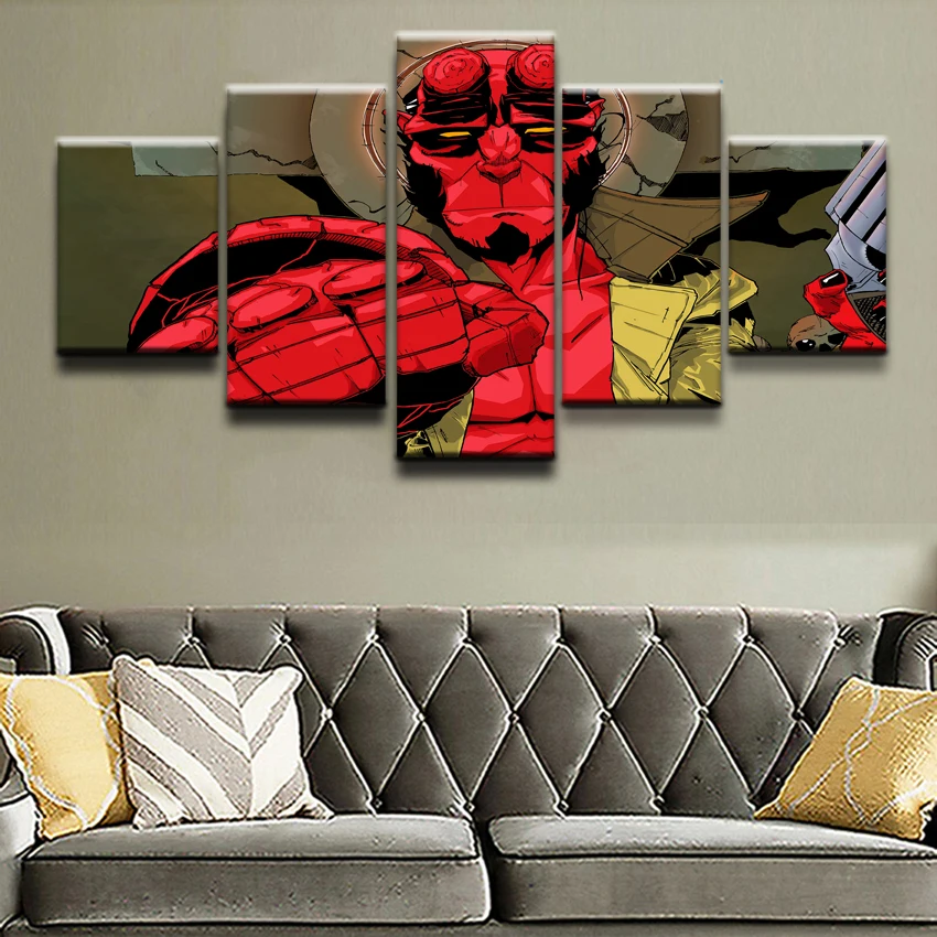 

Modern Canvas HD Prints Poster Wall Art Pictures Framework 5 Pieces Comics Hellboy Characters Paintings Boys Room Home Decor