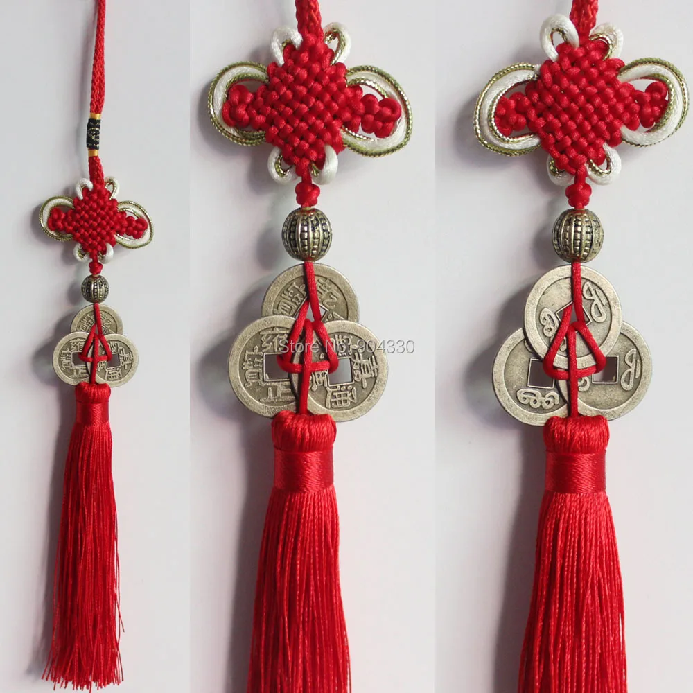 Red Rope Feng Shui Chinese Knot Hanging Tassel Wealth Good Luck Prosperity Coin