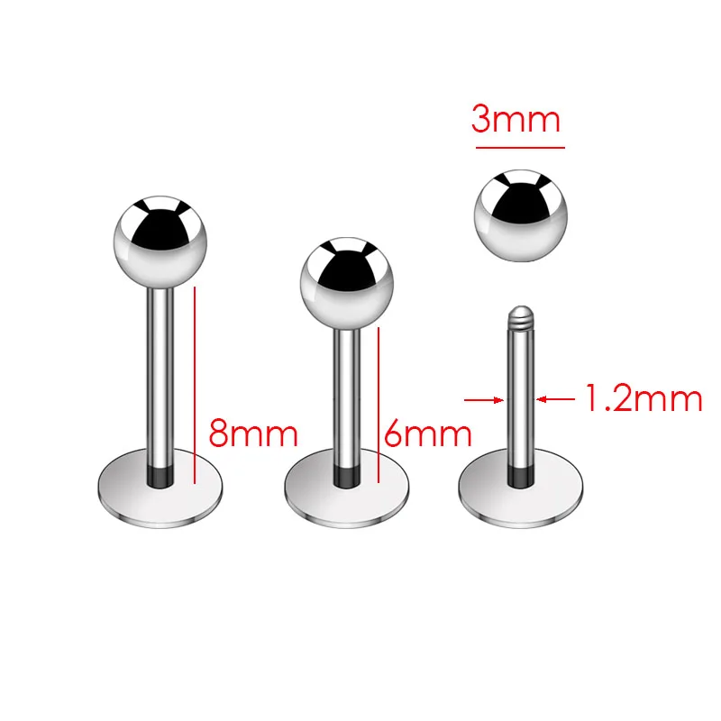 2Pcs Titanium Steel Labret Lip Piercing Bar Cartilage Earrings 6mm 8mm Silver Black Gold Blue Pink Rainbow 16G Body Jewelry Punk2