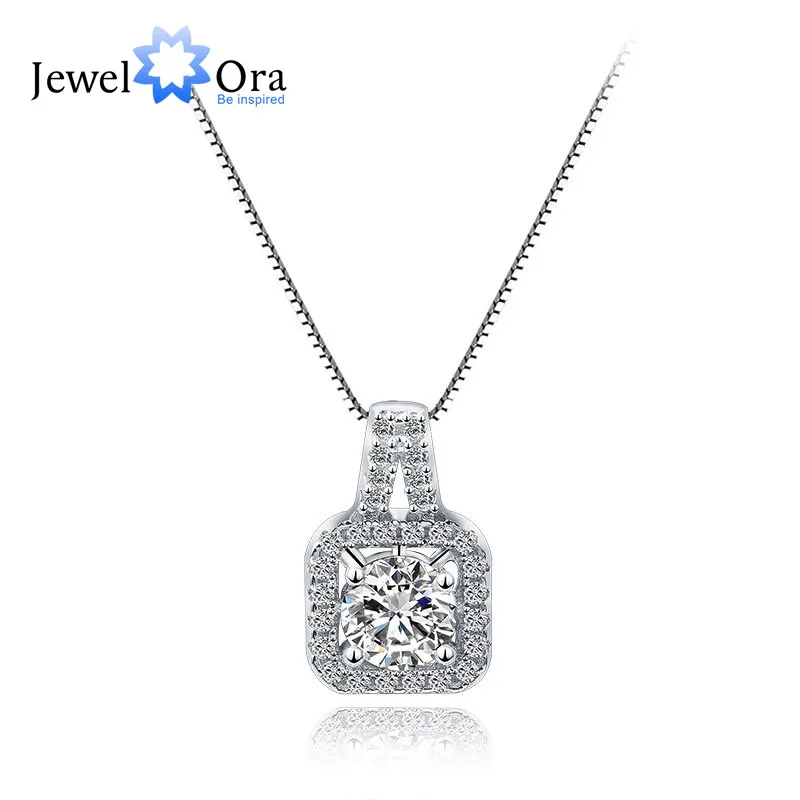 

Luxurious Brand Square Cubic Zirconia Necklaces & Pendants Women 925 Sterling Silver Necklace Gifts for Her (JewelOra NE101316)