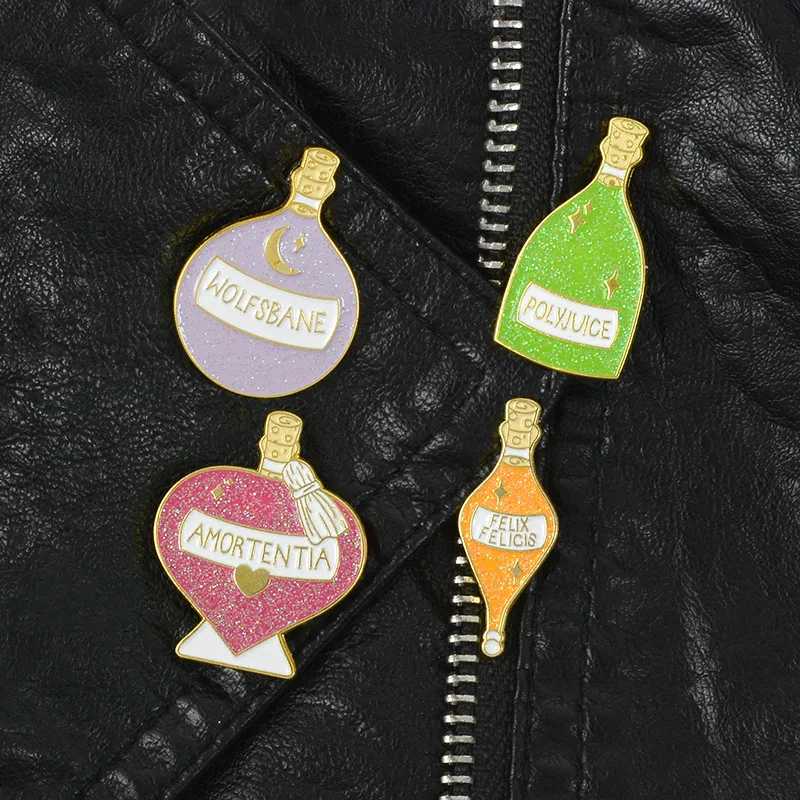 

WEISHUOLI Cartoon Fashion exquisite cartoon magic bottle drop oil creative cute trend wild badge alloy brooch for Women jewelry