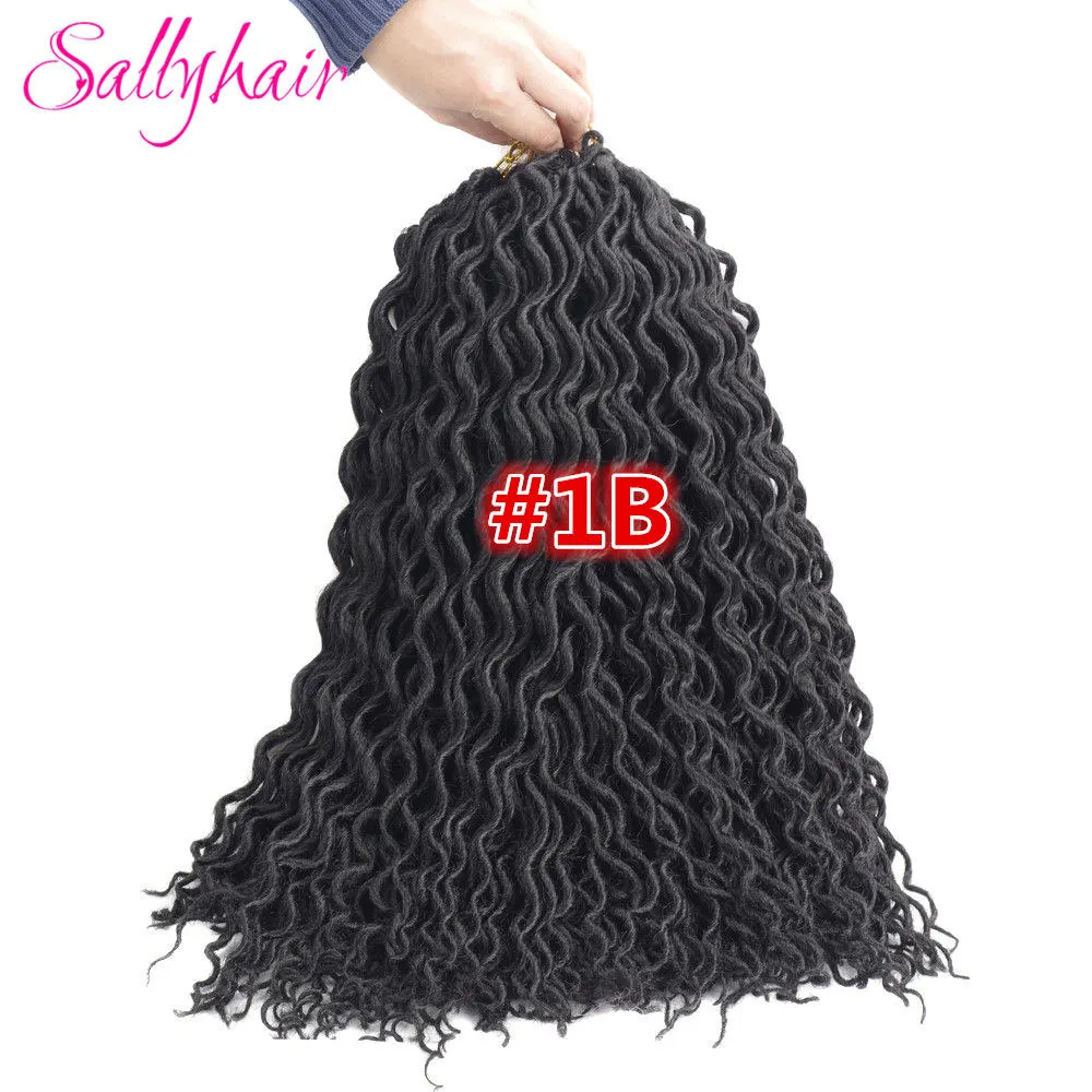 Sallyhair 24 18 дюймов американского африканского Faux locs CURLY, на крючках, косички, чёрный; коричневый синтетические косички, волосы для наращивания на самых лучших брендов - Цвет: # 1B