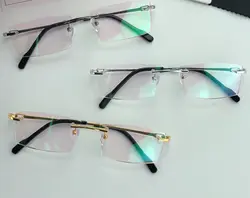 Новая мода Для мужчин; очки без оправы Frame Титан оптические очки с оправой квадратные очки Винтаж классический oculos-де-грау