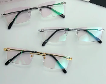 

New Fashion Men's Glasses Rimless Frame Titanium Optical Frame Eyewear Eyeglasses Square Vintage Classic Oculos De Grau