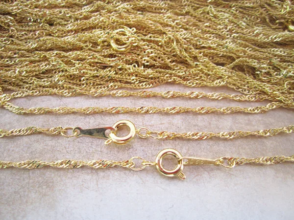 

Free shipping Wholesale 17inches mixed gold color with silver color waves Flat Chain with lobster clasp 2mm 100pieces/lot
