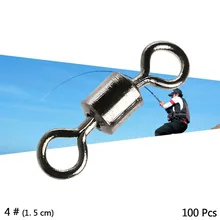 Pro 100 шт. шариковый Вертлюг, цельное кольцо, соединитель для рыбной ловли, Вертлюг, Морской Карп, рыболовные снасти, разные размеры 4