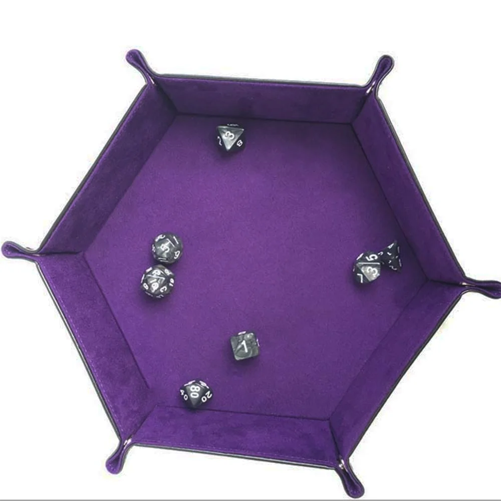 1 шт., складные лотки для хранения, шестиугольник, поднос из искусственной кожи, поднос для настольной игры в кости, бумажник для ключей, поднос для монет, синий, фиолетовый, декоративный поднос - Цвет: Фиолетовый