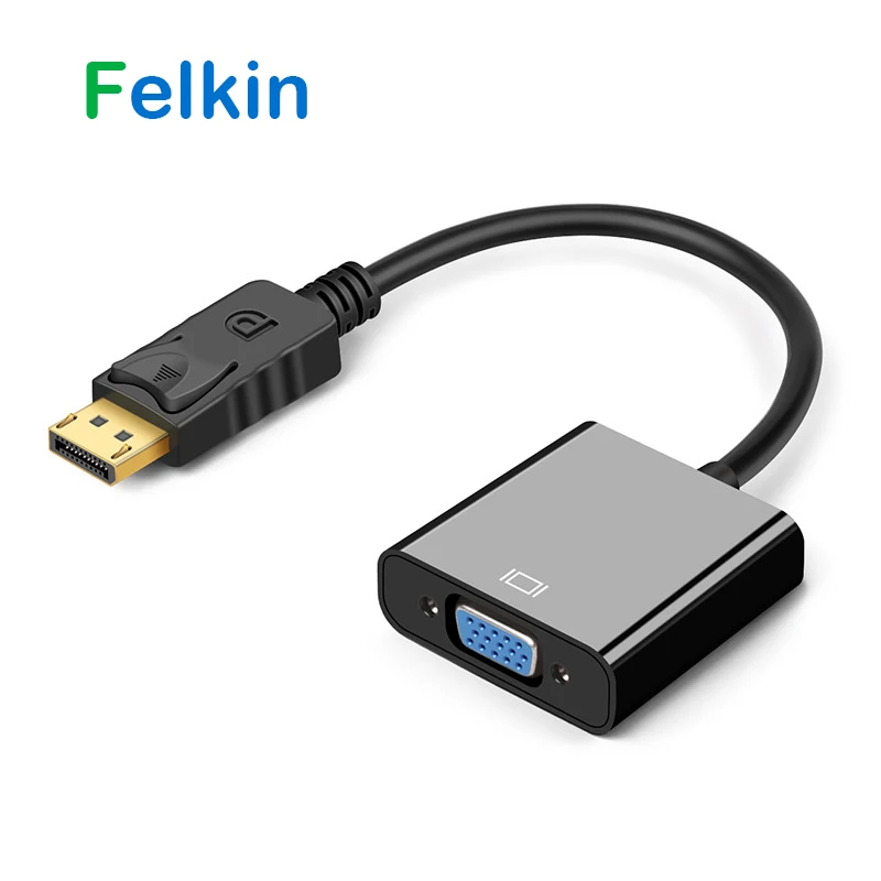 

Felkin DP to VGA Adapter Converter DisplayPort to VGA 1080P Video Converter DP to VGA Cable for HDTV Monitor MacBook Projector