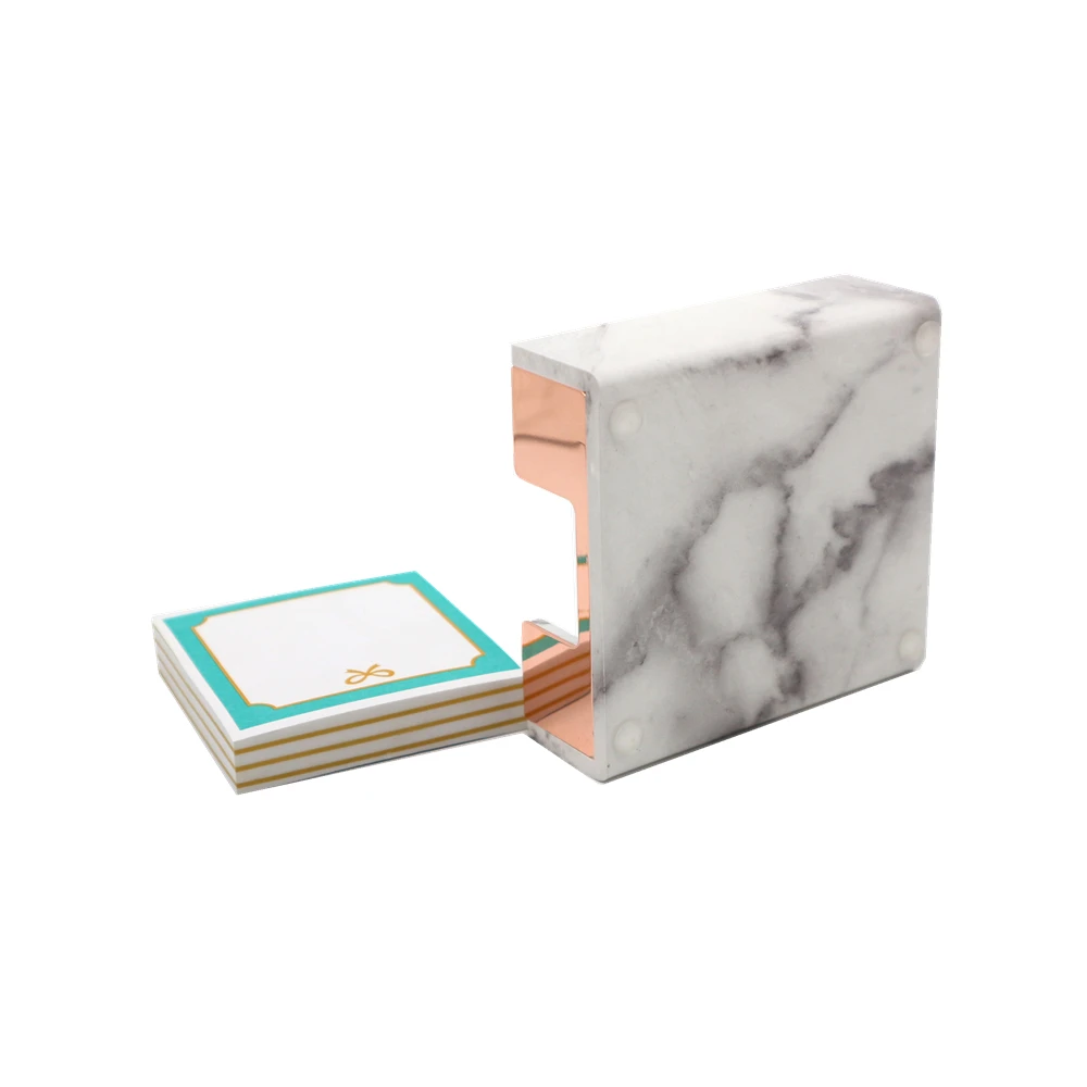 marble rose gold post it pop up note dispenser memo cube holder