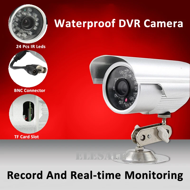 

New Waterproof CCTV Camera Camcorder Outdoor Bullet Camera All-in-one System Night Vision Support 32G Micro-Sd Card