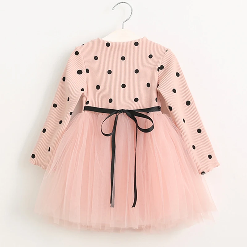 Girls Clothes Sets 2018 Autumn Style Kids Long-Sleeve Striped T-shirt Bow White Mesh Dress Children Suits For Kids Dress girls mesh panel striped dress