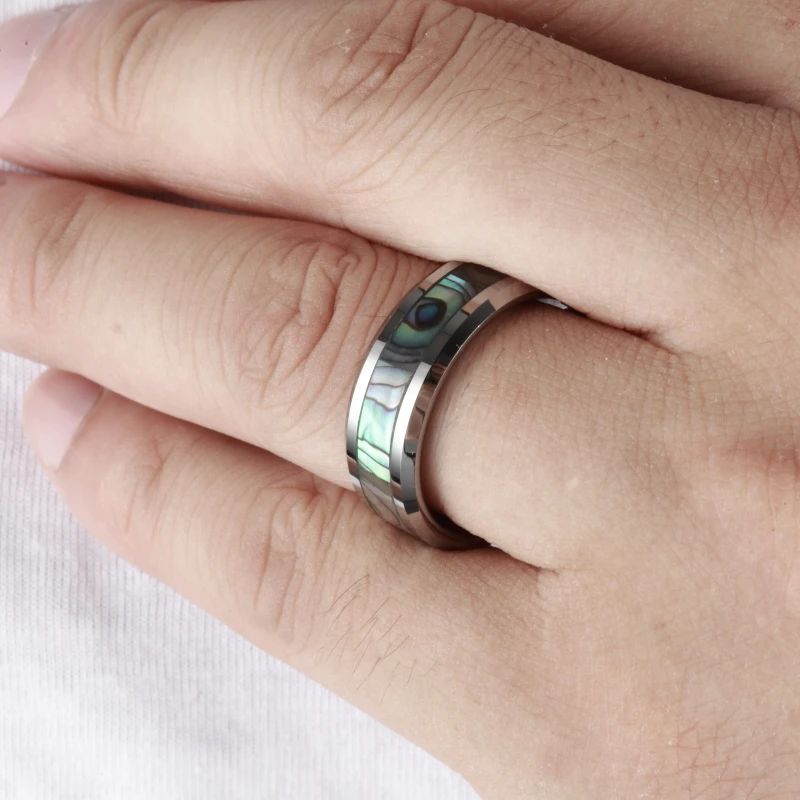 TIGRADE 6/8 мм зеленый ушка декор Вольфрам кольцо из карбида вольфрама для мужчин полированной мужской обручальное кольцо Обручение Модные украшения