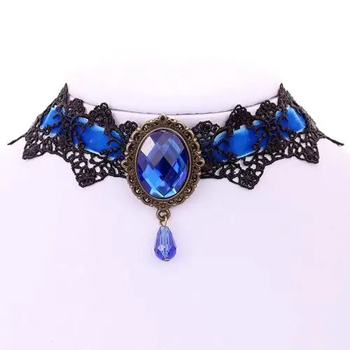 

Women chic Vintage Lace Hollow Big Gothic Rhinestone Collar Choker Necklace Jewelry