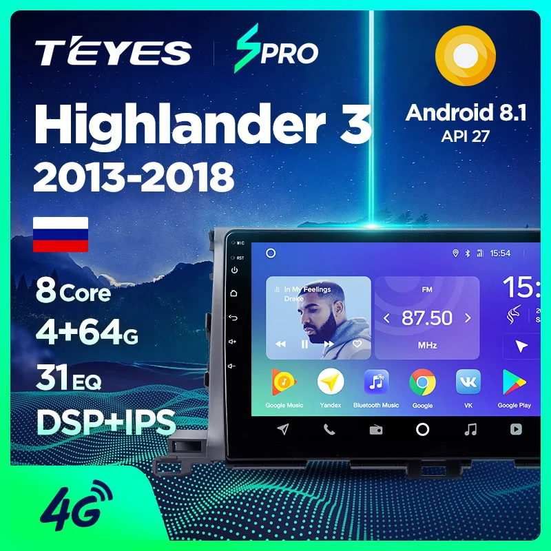 

TEYES SPRO Car Radio Multimedia no 2 din android Video Player Navigation GPS For Toyota Highlander 2 XU50 2013-2018