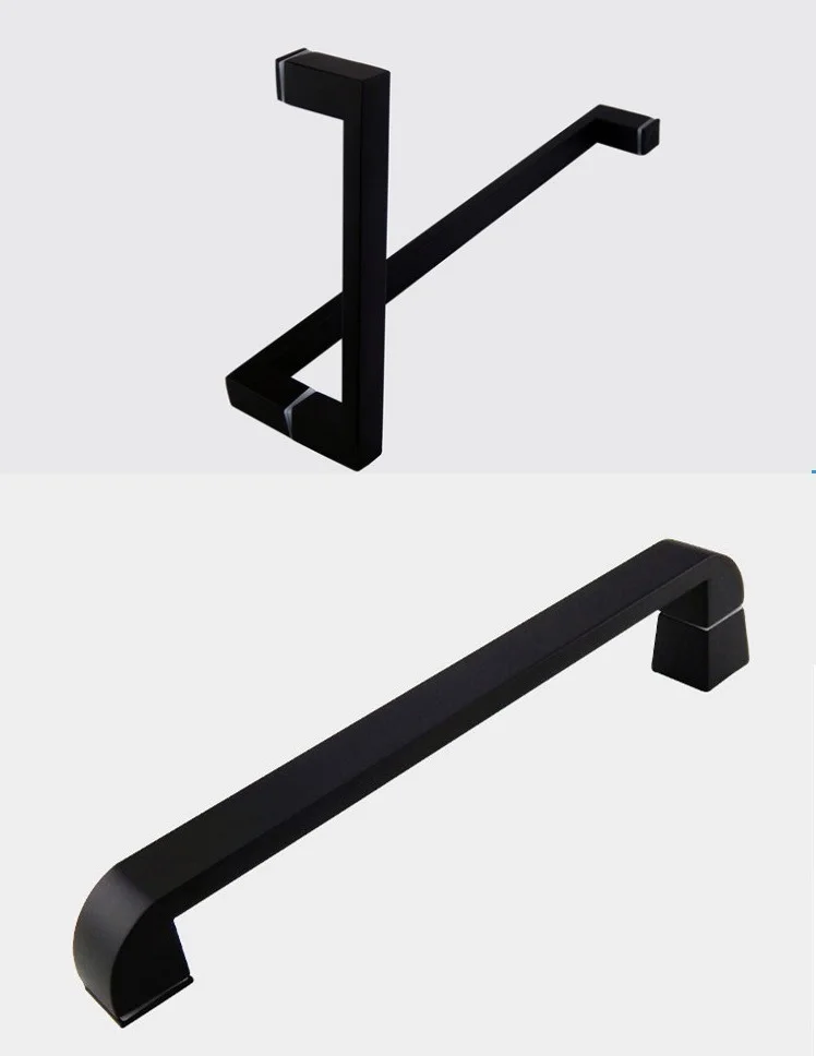 

funssor 304# Stainless Steel Square Glass Door Pull Handle Shower box Matt Black
