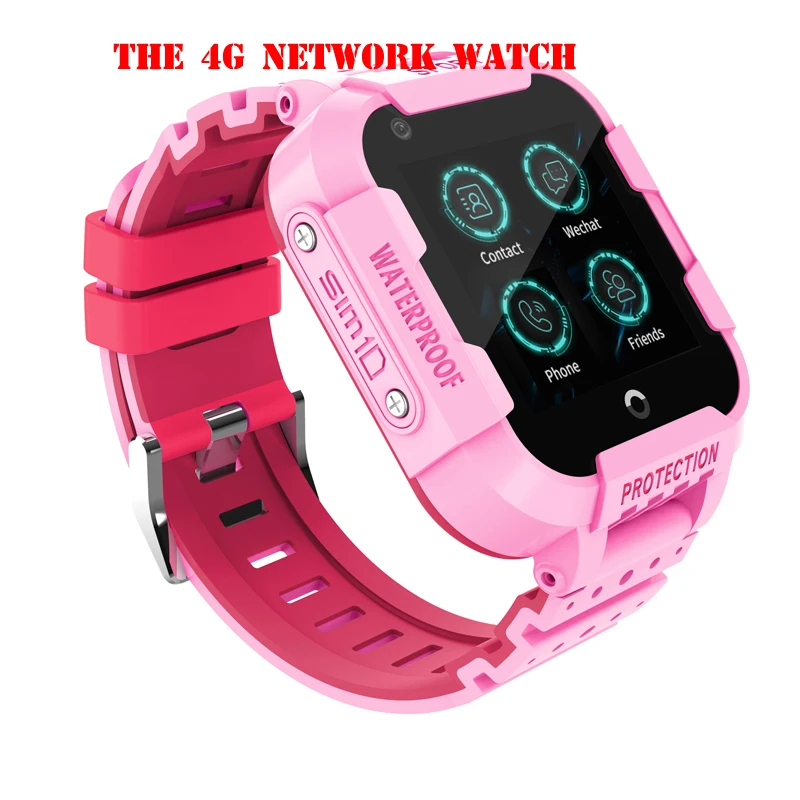 IPX7 водонепроницаемый смарт 4G Удаленная камера gps Wi-Fi ребенок Студент Smartwatch SOS видео вызов монитор трекер местоположение телефон часы - Цвет: Pink with 4G