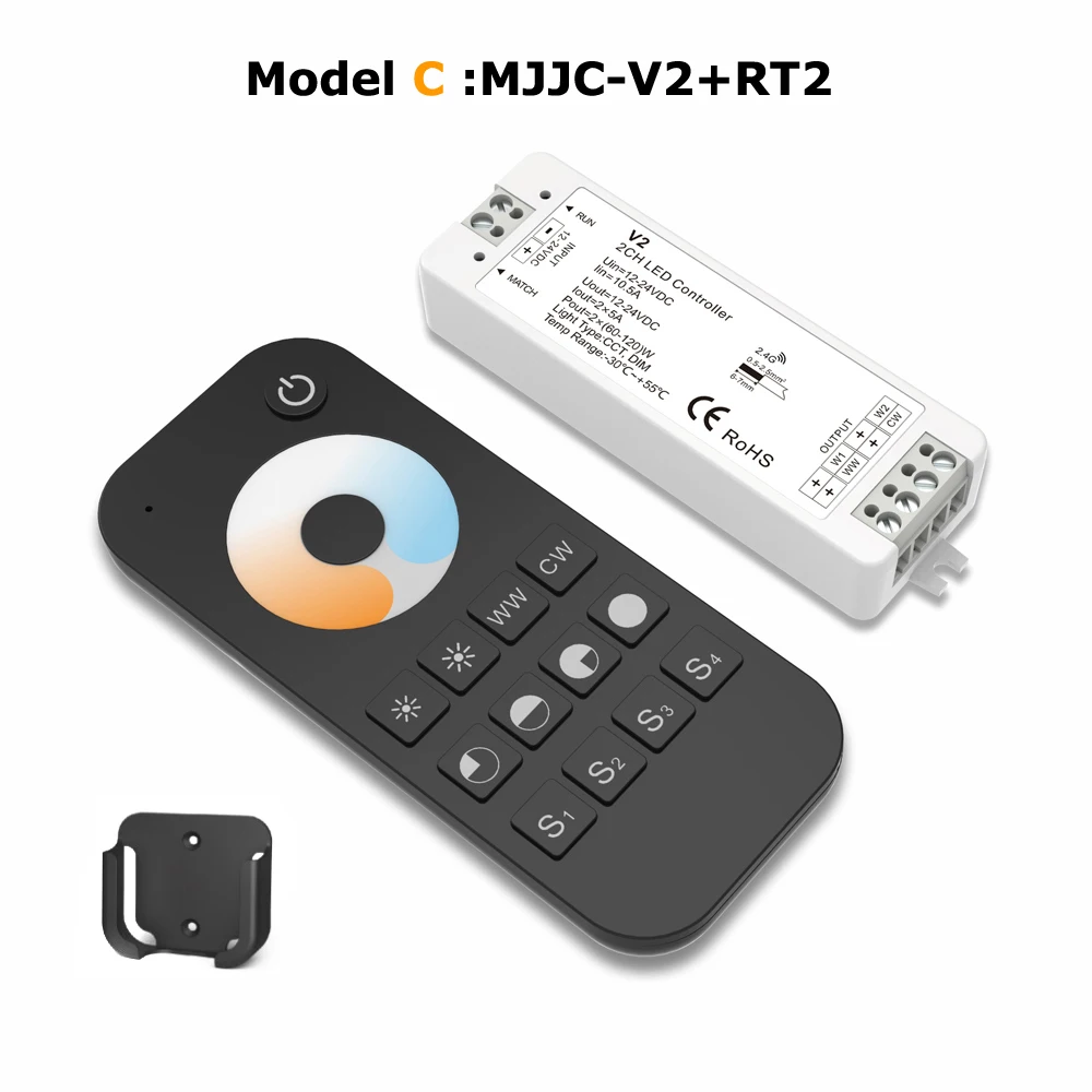 12V LED диммер WW CW контроллер 24V 10A 2CH 2 4G Одноцветный CCT RF Диммер 240W беспроводной пульт