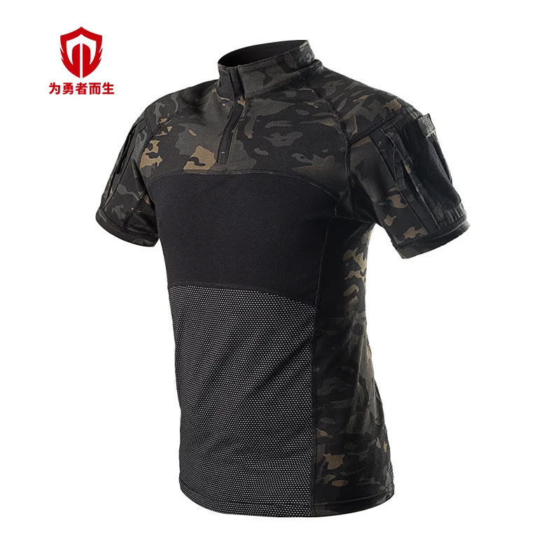 Новое поступление, армейская Тактическая Военная униформа для страйкбола, камуфляжные футболки с изображением лягушки, камуфляжные футболки с коротким рукавом - Цвет: Black CP