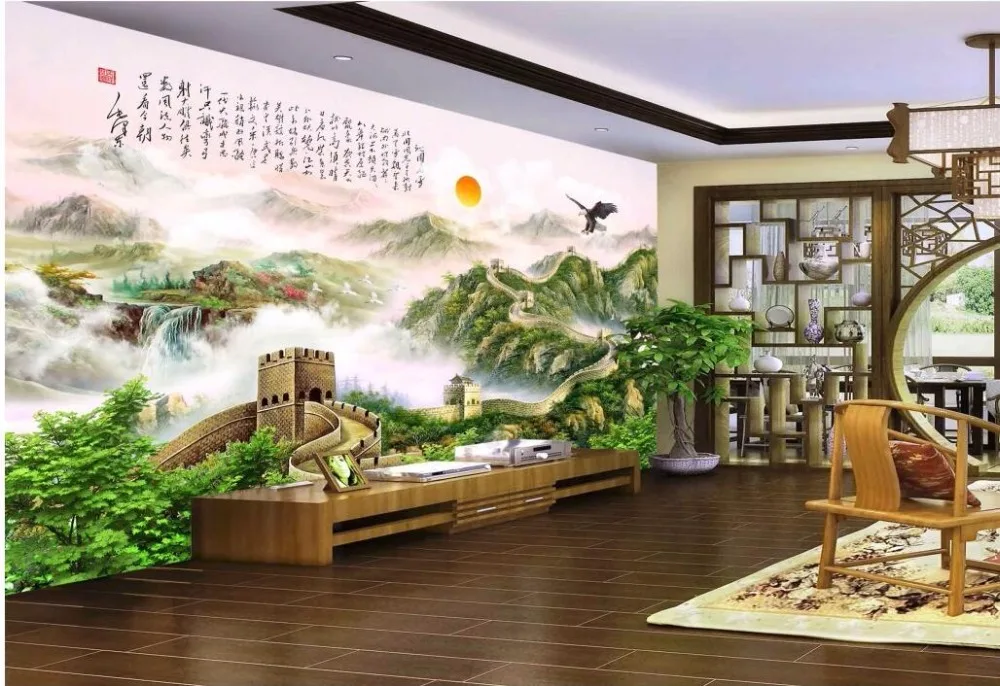 

Custom photo 3d room wallpaper Chairman MAO's poems the Great Wall scenery painting 3d wall murals wallpaper for walls 3 d