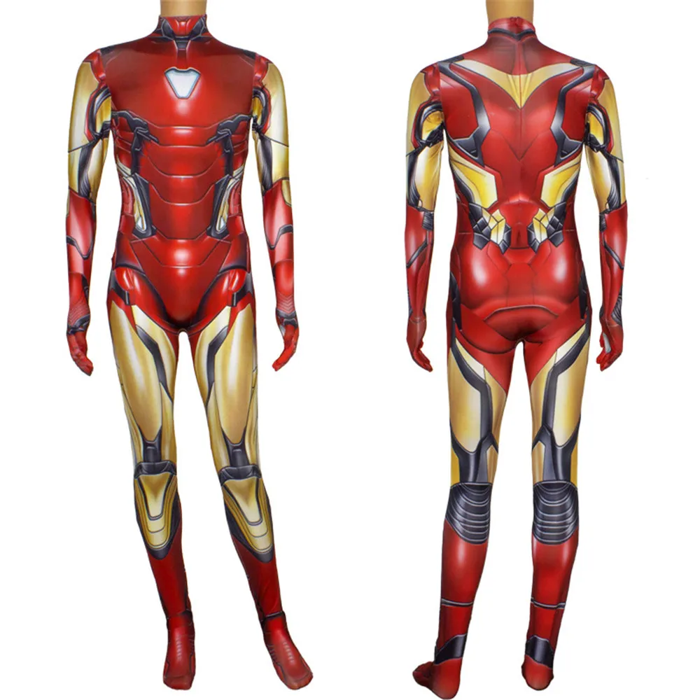 

Iron Man tony stark character Cosplay Costume Tony Stark Avengers Lycra Adult Kids Spandex Zentai Suits Zip ironman costume