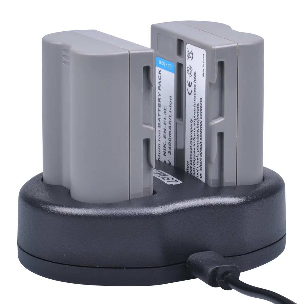 3x2400mAh EN EL3E EL3e батарея ENEL3E + двойное зарядное устройство USB для камеры Nikon D30 D50 D70 D80 D90