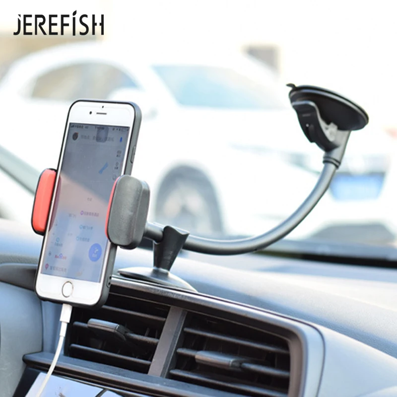 JEREFISH Universal Long Arm Windshield Mobile Cellphone Car Mount Bracket Holder for iPhone Phone Stand x xs GPS | Мобильные