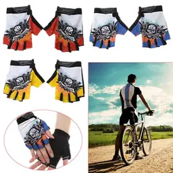 1 пара полиэстер велосипедные перчатки половина палец череп дышащие Нескользящие спорта на открытом воздухе летом велосипед 140 мм