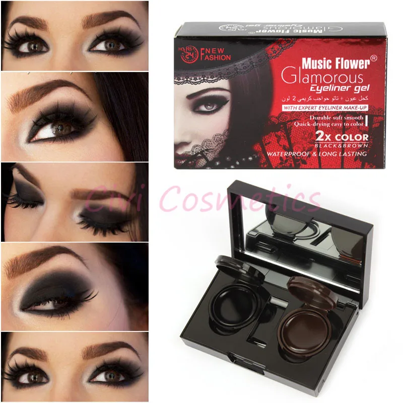 Pro 2 Colors Waterproof Long lasting Eyeliner Gel Cream Eye Linereye linereyeliner gelgel eye