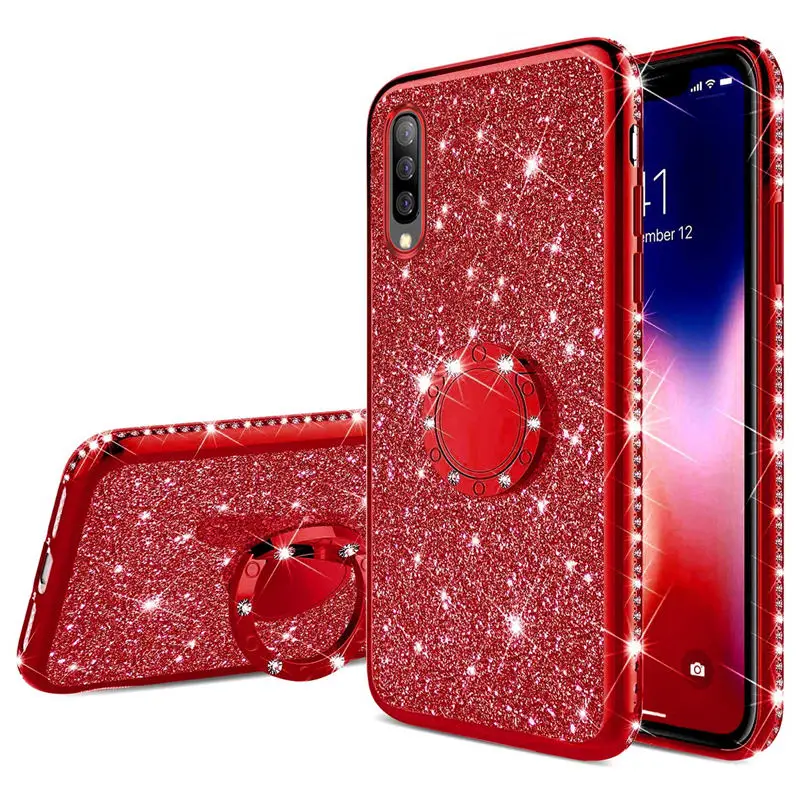 Diamond Bling Glitter Soft TPU Case Cover on sfor Samsung A30 A20 A10 A50 A70 M20 A6 A8 A7 2018 Magnetic Finger Ring Stand Coque (1)