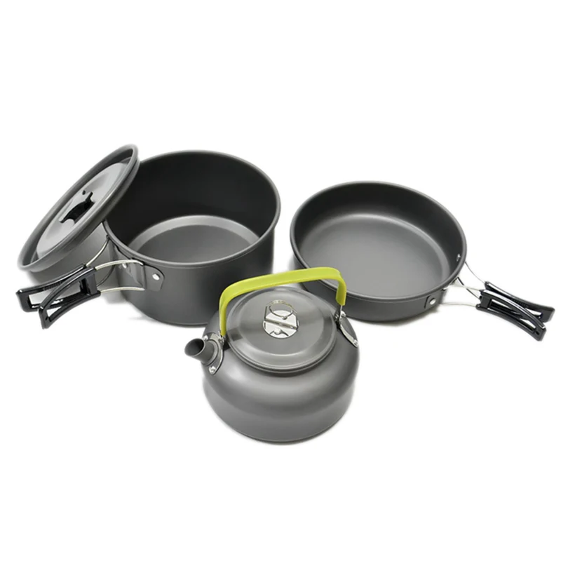 10Pcs Portable Outdoor Camping Cookware Cooking Picnic Bowl Spoon Pot Pan Set UK