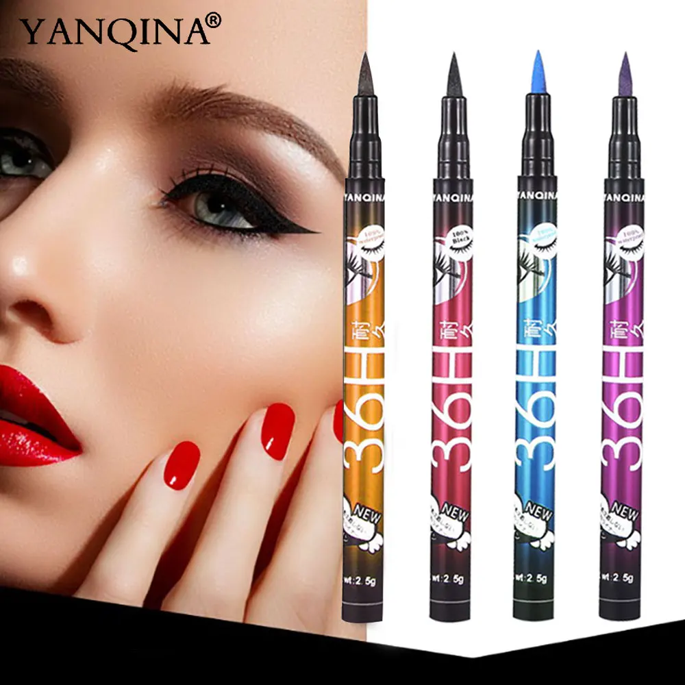

YANQINA 4 Colors Black 36H Eyeliner Penci Waterproof Pen Pro Long Lasting Cosmetics Liquid Eye Liner Smooth Make Up Beauty Tools