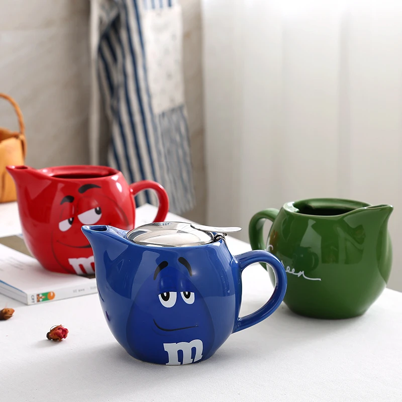 لطيف التعبير إبريق الشاي الكرتون غلاية مع غطاء مرشح سعة كبيرة درينكوير الإبداعية القهوة Teapots Aliexpress