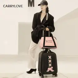 CARRYLOVE короткой поездки, может на борт самолета, принцесса путешествия 16 дюймов размер ПУ прокатки Спиннер для багажа бренд дорожного